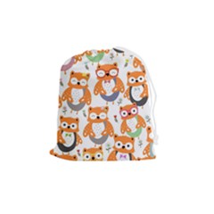 Cute-colorful-owl-cartoon-seamless-pattern Drawstring Pouch (medium) by pakminggu