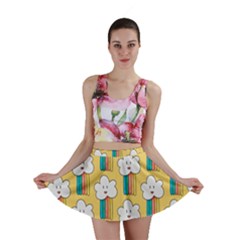 Smile-cloud-rainbow-pattern-yellow Mini Skirt by pakminggu