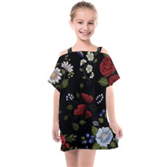 Floral-folk-fashion-ornamental-embroidery-pattern Kids  One Piece Chiffon Dress