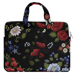 Floral-folk-fashion-ornamental-embroidery-pattern Macbook Pro 16  Double Pocket Laptop Bag 