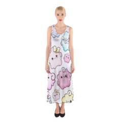 Cute-doodle-cartoon-seamless-pattern Sleeveless Maxi Dress