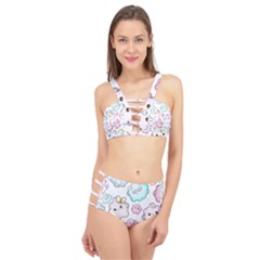 Cute-doodle-cartoon-seamless-pattern Cage Up Bikini Set by pakminggu