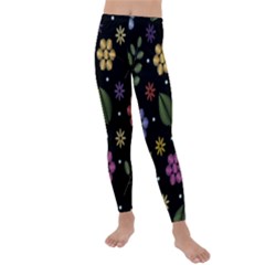 Embroidery-seamless-pattern-with-flowers Kids  Lightweight Velour Leggings by pakminggu