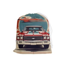 Car Vehicle Vintage Automobile Drawstring Pouch (large) by Ravend