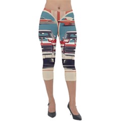 Car Vehicle Vintage Automobile Lightweight Velour Capri Leggings 