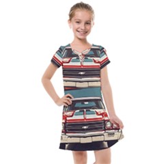 Car Vehicle Vintage Automobile Kids  Cross Web Dress by Ravend