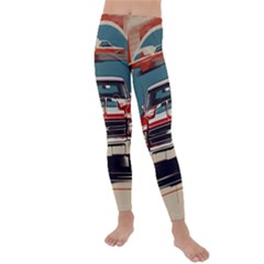 Car Vehicle Vintage Automobile Kids  Lightweight Velour Leggings