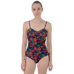 Leaves Pattern Seamless Sweetheart Tankini Set