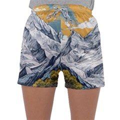 Nature Mountains Landscape Forest Sleepwear Shorts by Ravend