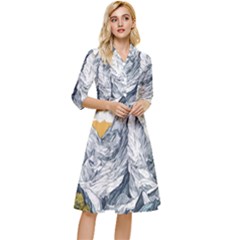 Nature Mountains Landscape Forest Classy Knee Length Dress by Ravend