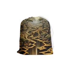 Landscape Mountains Forest Trees Nature Drawstring Pouch (medium)