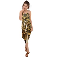 Landscape Mountains Forest Trees Nature Waist Tie Cover Up Chiffon Dress by Ravend