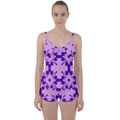 Pink And Purple Flowers Pattern Tie Front Two Piece Tankini by shoopshirt