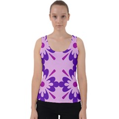 Pink And Purple Flowers Pattern Velvet Tank Top by shoopshirt