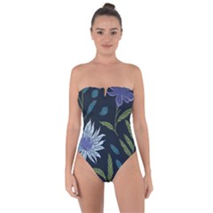 Abstract Floral- Ultra-stead Pantone Fabric Tie Back One Piece Swimsuit by shoopshirt