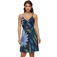 Abstract Floral- Ultra-stead Pantone Fabric V-neck Pocket Summer Dress 
