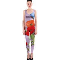 Seamless Pattern With Roses And Butterflies One Piece Catsuit by shoopshirt