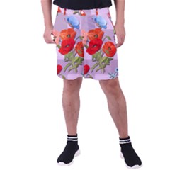 Seamless Pattern With Roses And Butterflies Men s Pocket Shorts