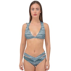 Sea Waves Moon Water Boho Double Strap Halter Bikini Set by uniart180623