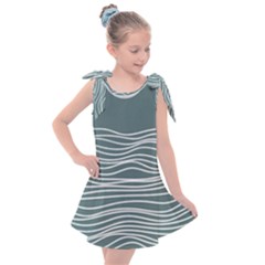 Sea Waves Moon Water Boho Kids  Tie Up Tunic Dress