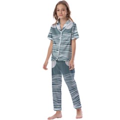 Sea Waves Moon Water Boho Kids  Satin Short Sleeve Pajamas Set by uniart180623