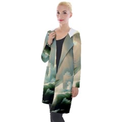 Sea Ocean Waves Lighthouse Nature Hooded Pocket Cardigan by uniart180623