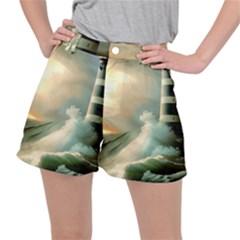 Sea Ocean Waves Lighthouse Nature Women s Ripstop Shorts by uniart180623