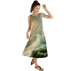 Sea Ocean Waves Lighthouse Nature Summer Maxi Dress