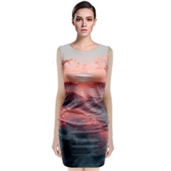 Ocean Waves Sunset Classic Sleeveless Midi Dress
