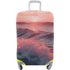 Ocean Waves Sunset Luggage Cover (large) by uniart180623