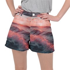 Ocean Waves Sunset Women s Ripstop Shorts by uniart180623