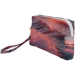 Ocean Waves Sunset Wristlet Pouch Bag (small)