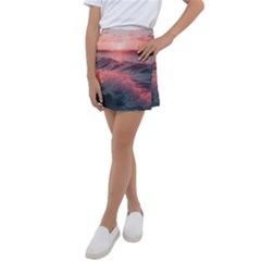 Ocean Waves Sunset Kids  Tennis Skirt by uniart180623