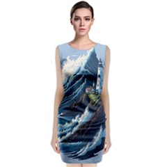 Lighthouse Sea Waves Classic Sleeveless Midi Dress
