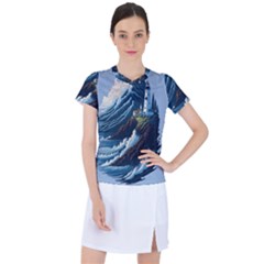 Lighthouse Sea Waves Women s Sports Top by uniart180623
