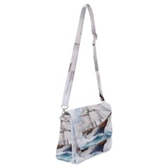 Ship Sail Sea Waves Shoulder Bag With Back Zipper by uniart180623