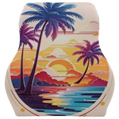 Nature Tropical Palm Trees Sunset Car Seat Velour Cushion  by uniart180623