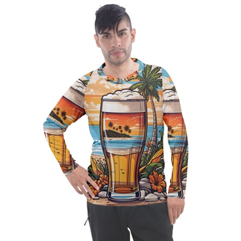 Beach Summer Drink Men s Pique Long Sleeve T-shirt by uniart180623