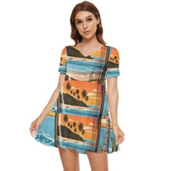 Beach Summer Drink Tiered Short Sleeve Babydoll Dress by uniart180623