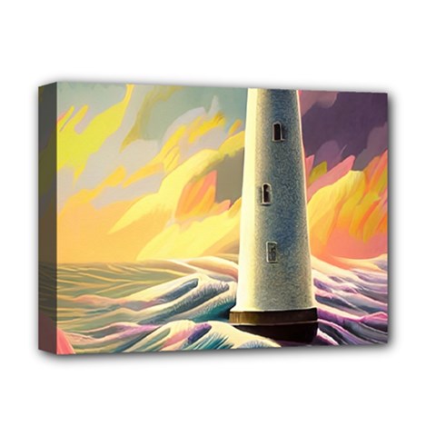 Lighthouse Colorful Abstract Art Deluxe Canvas 16  X 12  (stretched) 