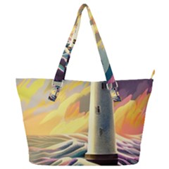 Lighthouse Colorful Abstract Art Full Print Shoulder Bag by uniart180623