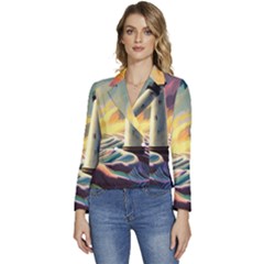 Lighthouse Colorful Abstract Art Women s Long Sleeve Revers Collar Cropped Jacket by uniart180623