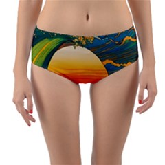 Waves Rainbow Sea Reversible Mid-waist Bikini Bottoms by uniart180623