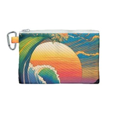 Waves Rainbow Sea Canvas Cosmetic Bag (medium)