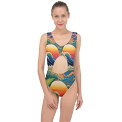 Waves Rainbow Sea Center Cut Out Swimsuit by uniart180623