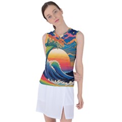 Waves Rainbow Sea Women s Sleeveless Sports Top by uniart180623