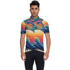 Waves Rainbow Sea Men s Short Sleeve Cycling Jersey by uniart180623