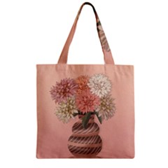 Flowers Vase Rose Plant Vintage Zipper Grocery Tote Bag by uniart180623