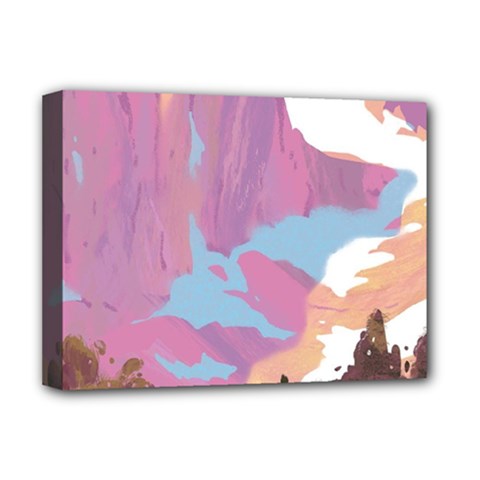 Pink Mountains Grand Canyon Psychedelic Mountain Deluxe Canvas 16  X 12  (stretched) 