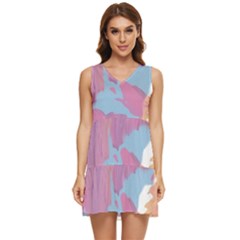 Pink Mountains Grand Canyon Psychedelic Mountain Tiered Sleeveless Mini Dress by uniart180623